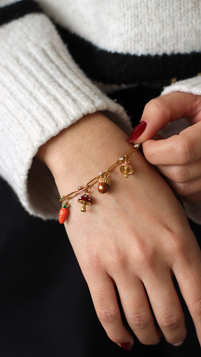 Schéma Bracelet Charms Automne avec breloques champignons