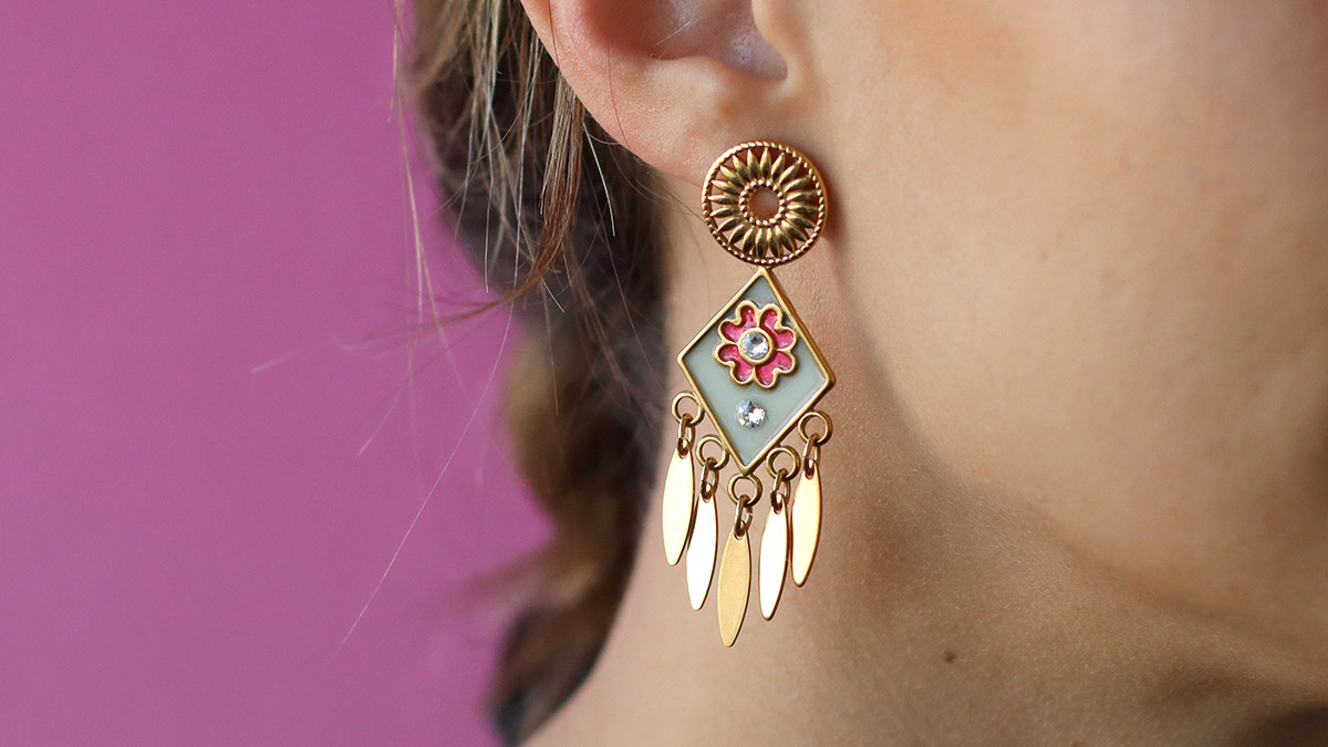 Schéma Boucles d'oreilles résine fleur en résine UV LED