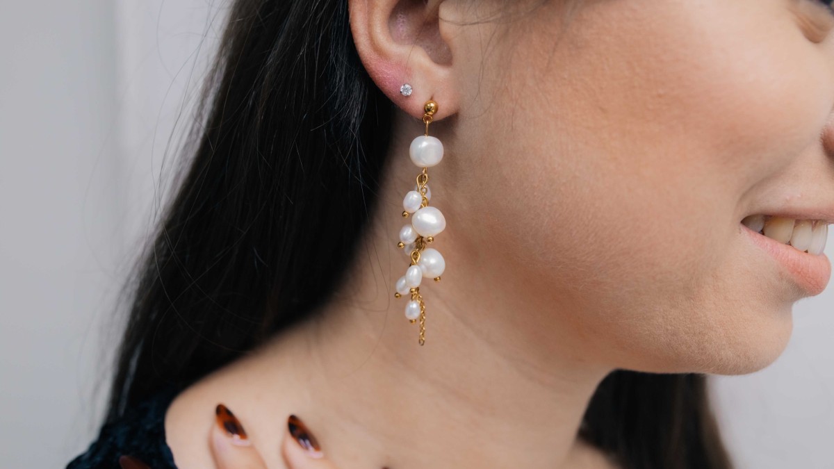 Boucles d'oreilles cascade en perles d'eau douce
