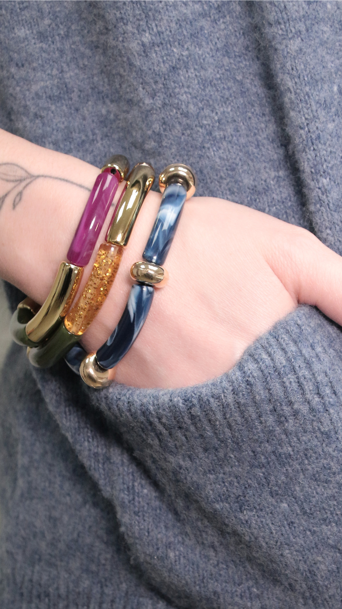 Schéma Bracelets élastiques avec perles tubes tendance Hiver Schéma Bracelets élastiques avec perles tubes tendance Hiver