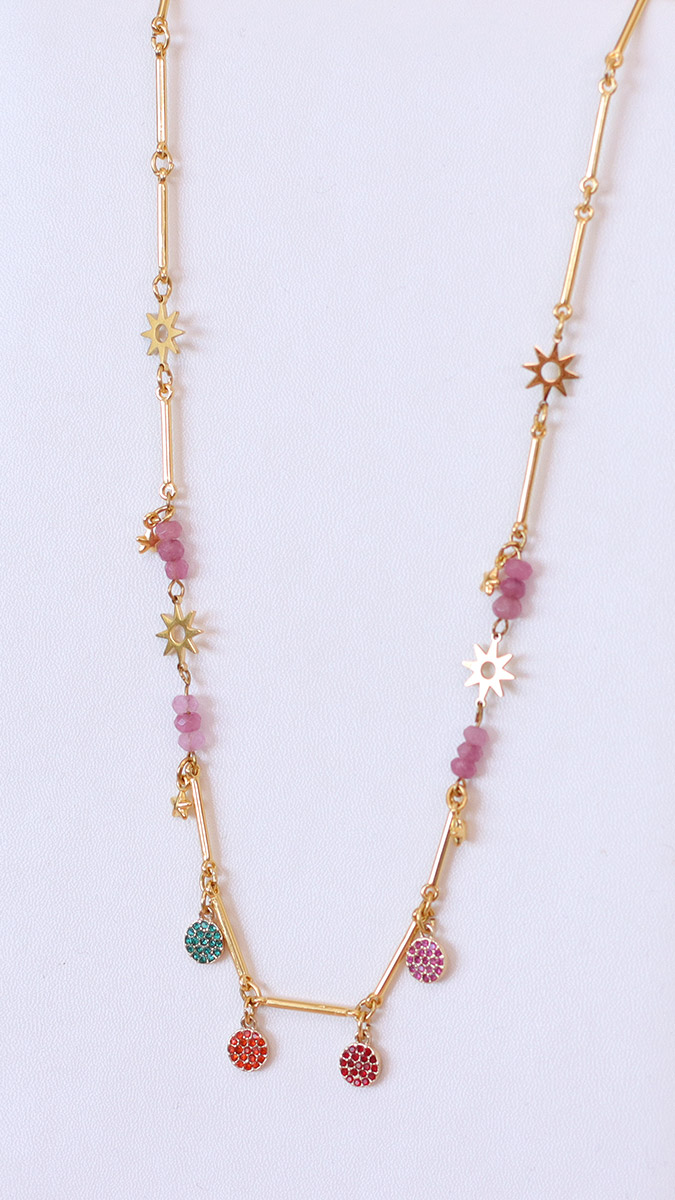 Schéma Collier pampilles multicolores avec des strass