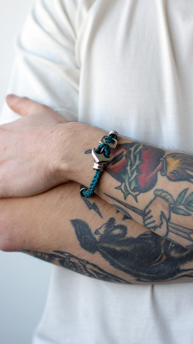 Schéma Bracelet Ancre homme avec tresse quatre brins