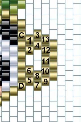 Broche Tasse panda et cactus en perles Miyuki avec un tissage brick stitch : Etape 7