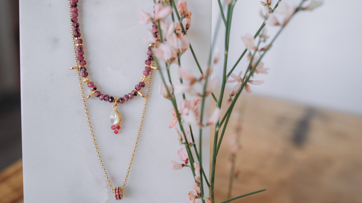 Schéma Collier en pierres naturelles double rang