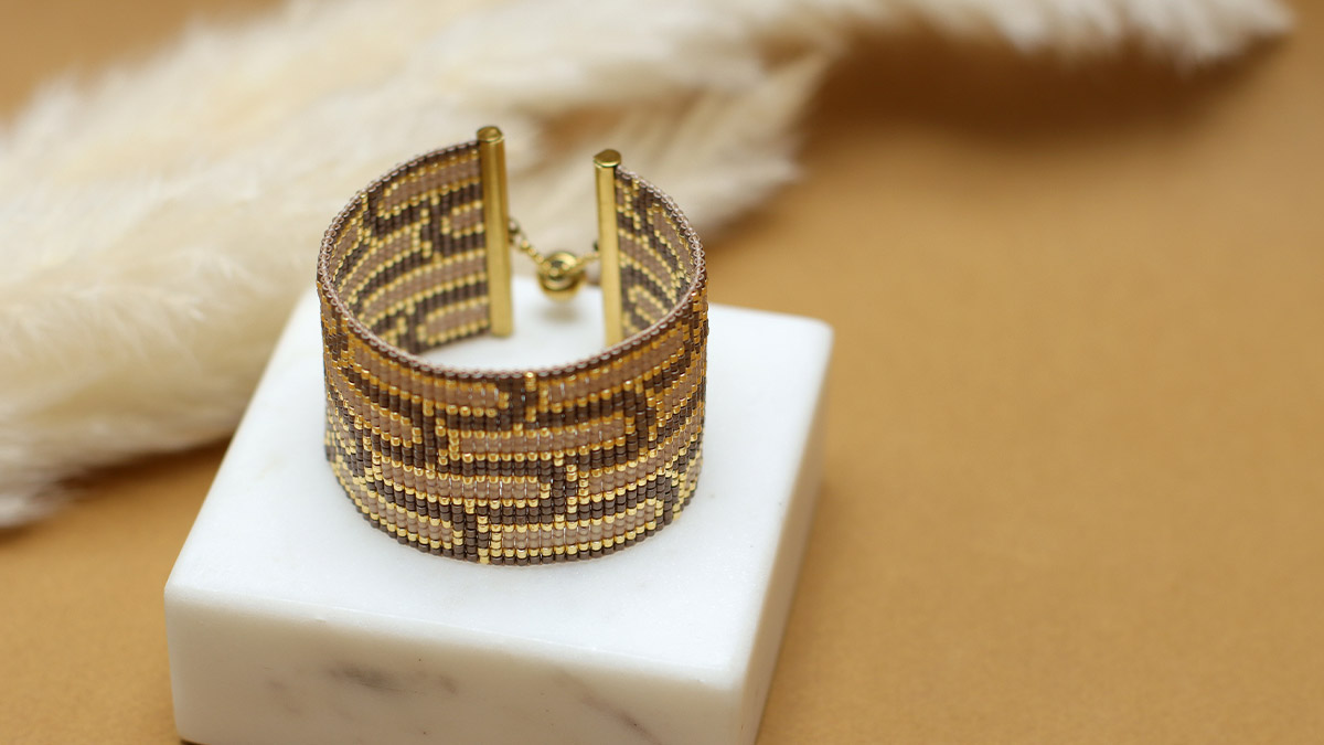 Schéma Bracelet Miyuki au métier à tisser couleur Mocha Mousse