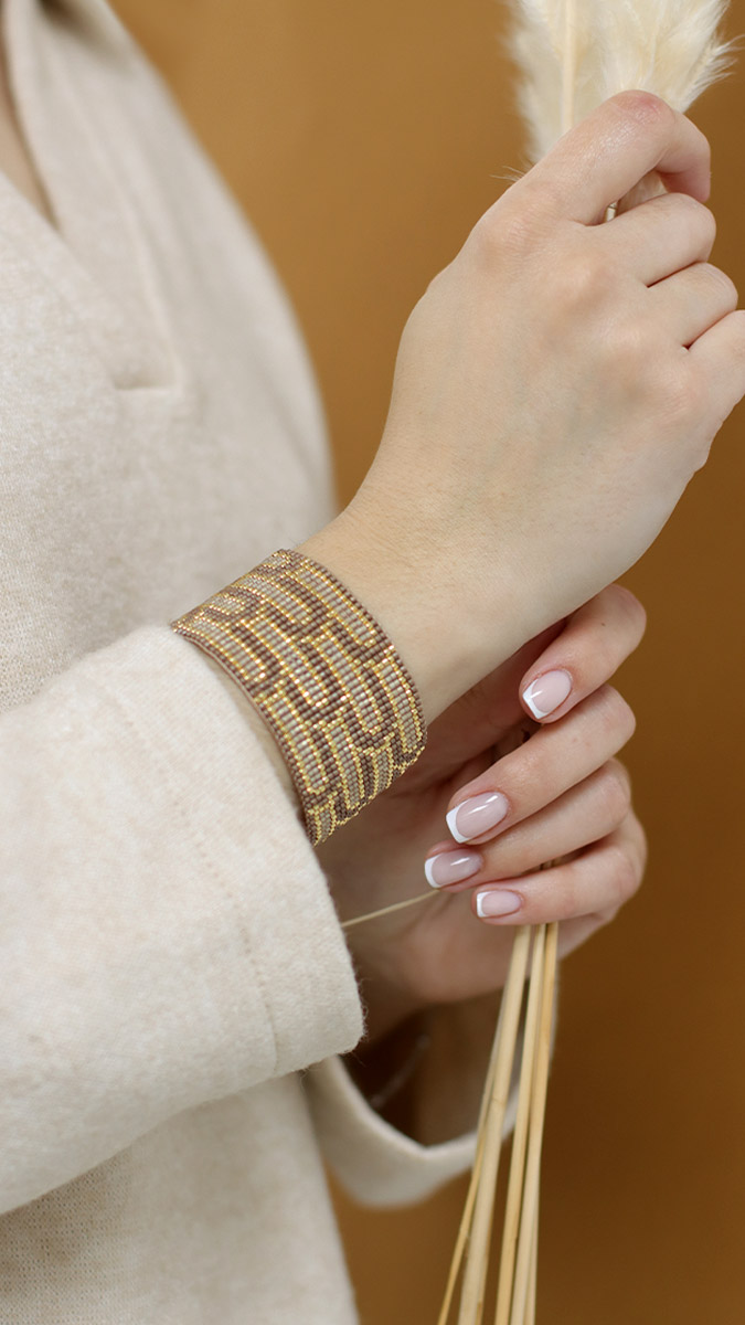 Schéma Bracelet Miyuki au métier à tisser couleur Mocha Mousse