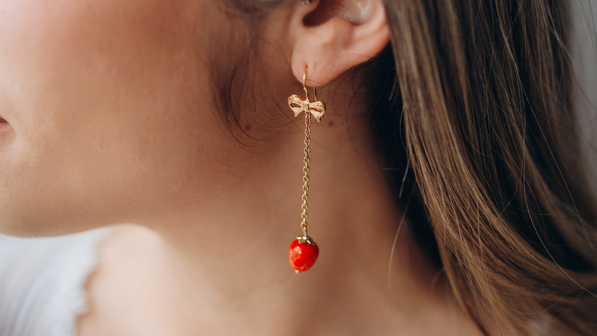 Boucles d'oreilles pendantes Pomme d'Amour : Etape 1