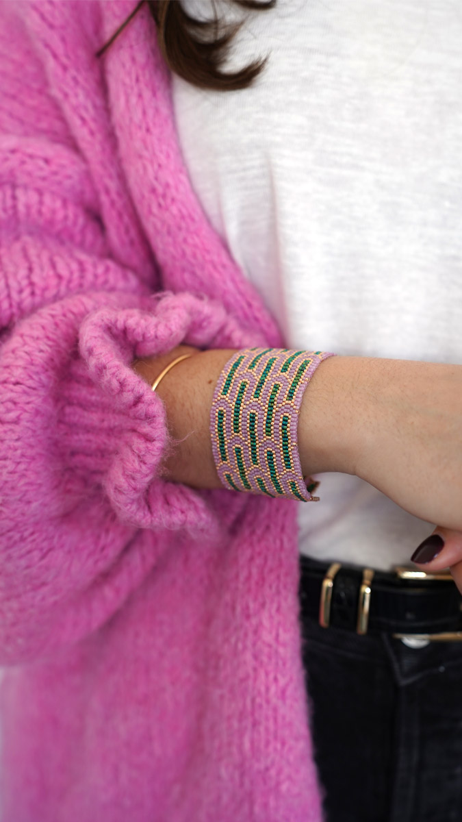 Bracelet Miyuki Delica 11/0 Peyote Double et Simple Motif Art Déco