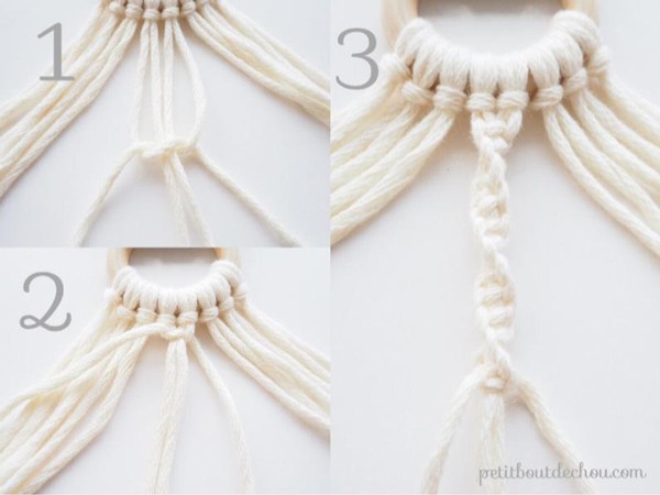 DIY miroir suspendu macramé et perles en bois tendance : Etape 4