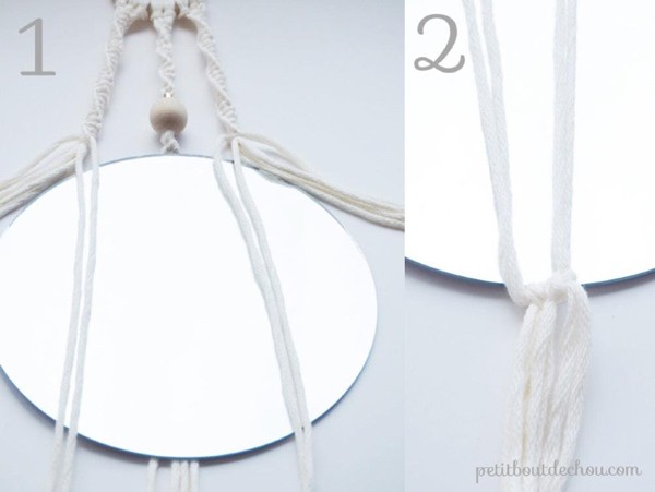DIY miroir suspendu macramé et perles en bois tendance : Etape 8
