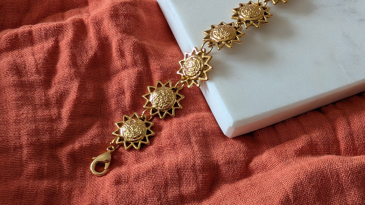 Schéma Bracelet soleil en acier inox doré