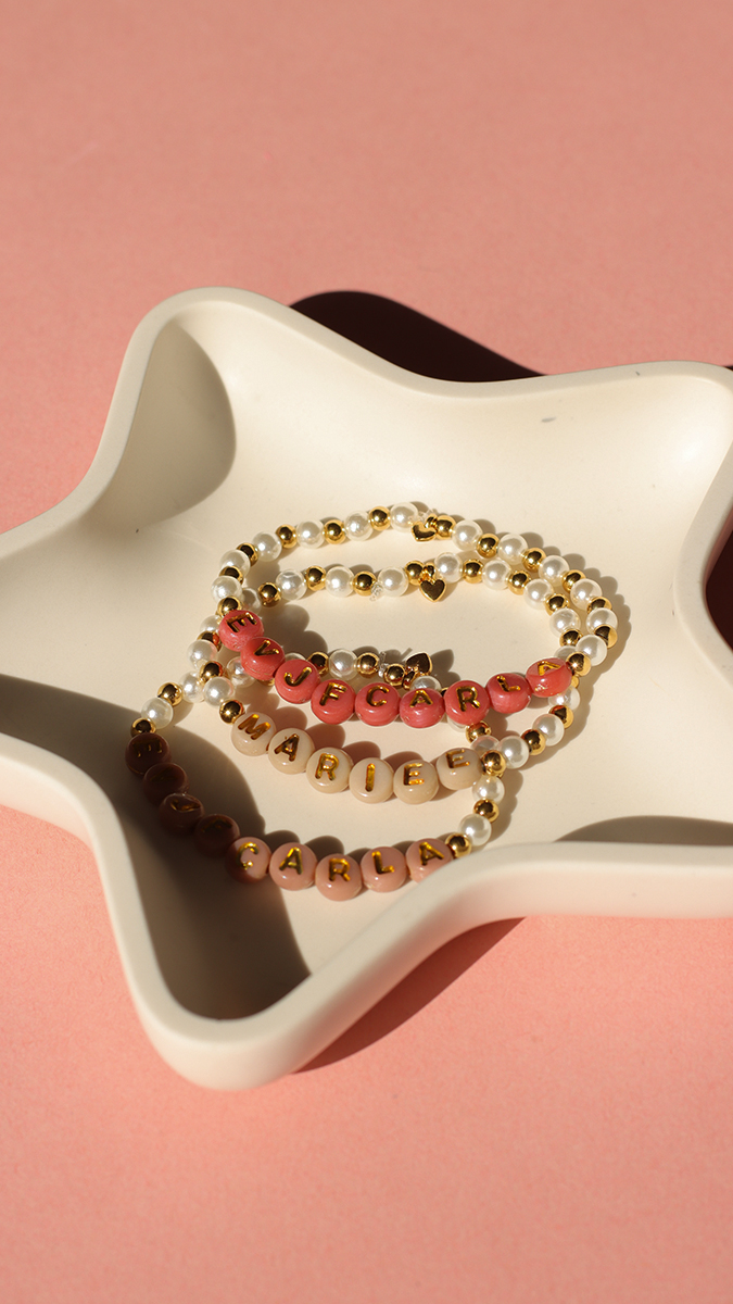 Schéma Bracelets EVJF avec perles nacrées et perles lettres