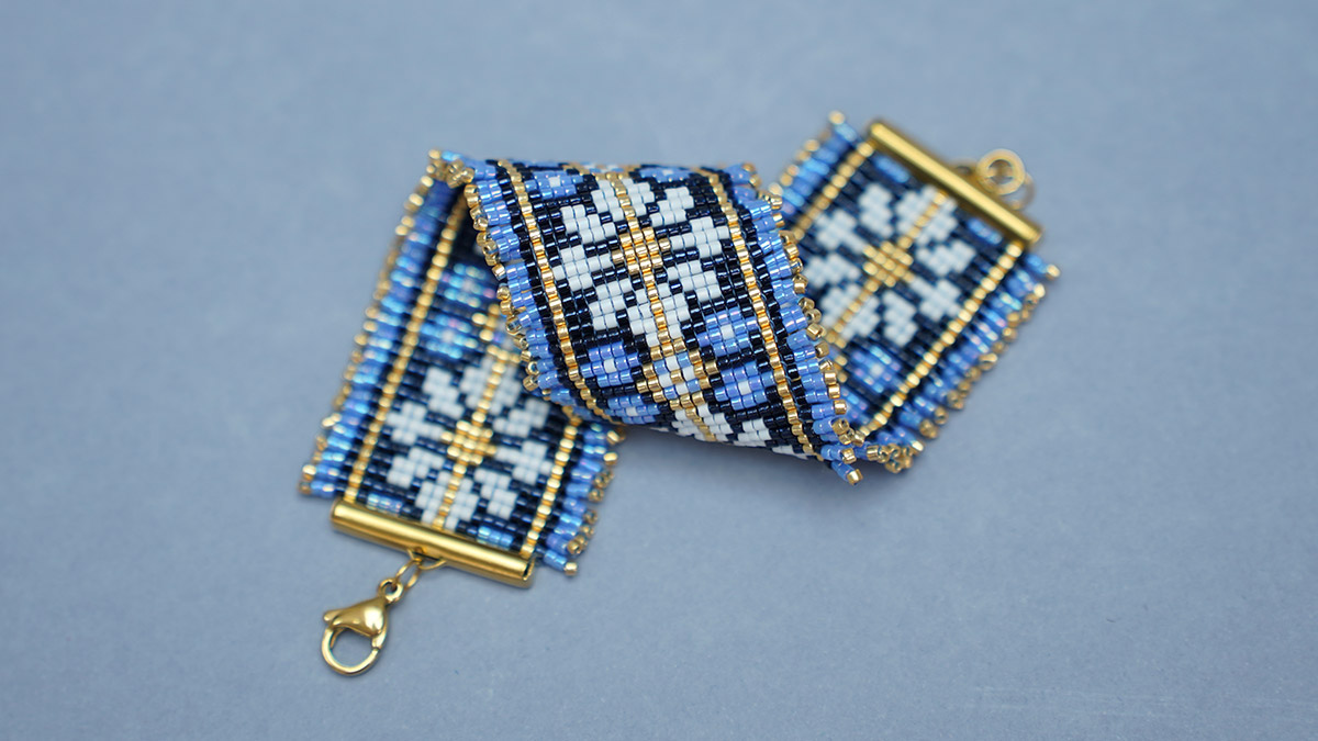 Schéma Bracelet Miyuki à franges bleues au métier à tisser