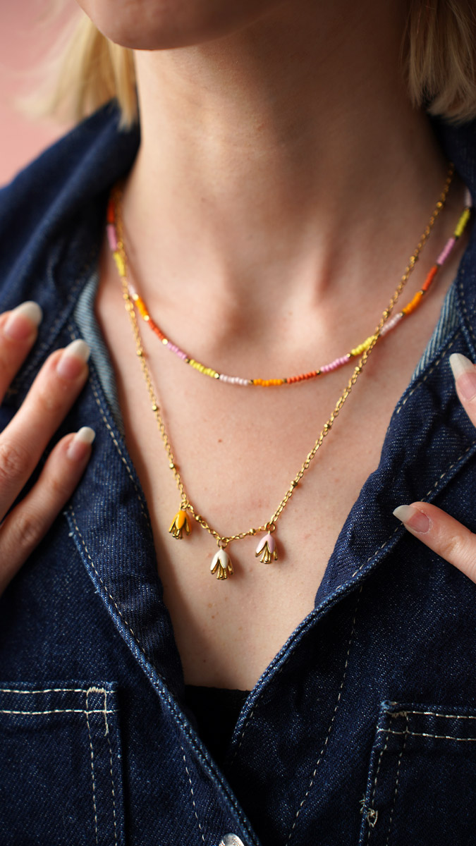 Schéma Collier en perles de rocailles multicolores