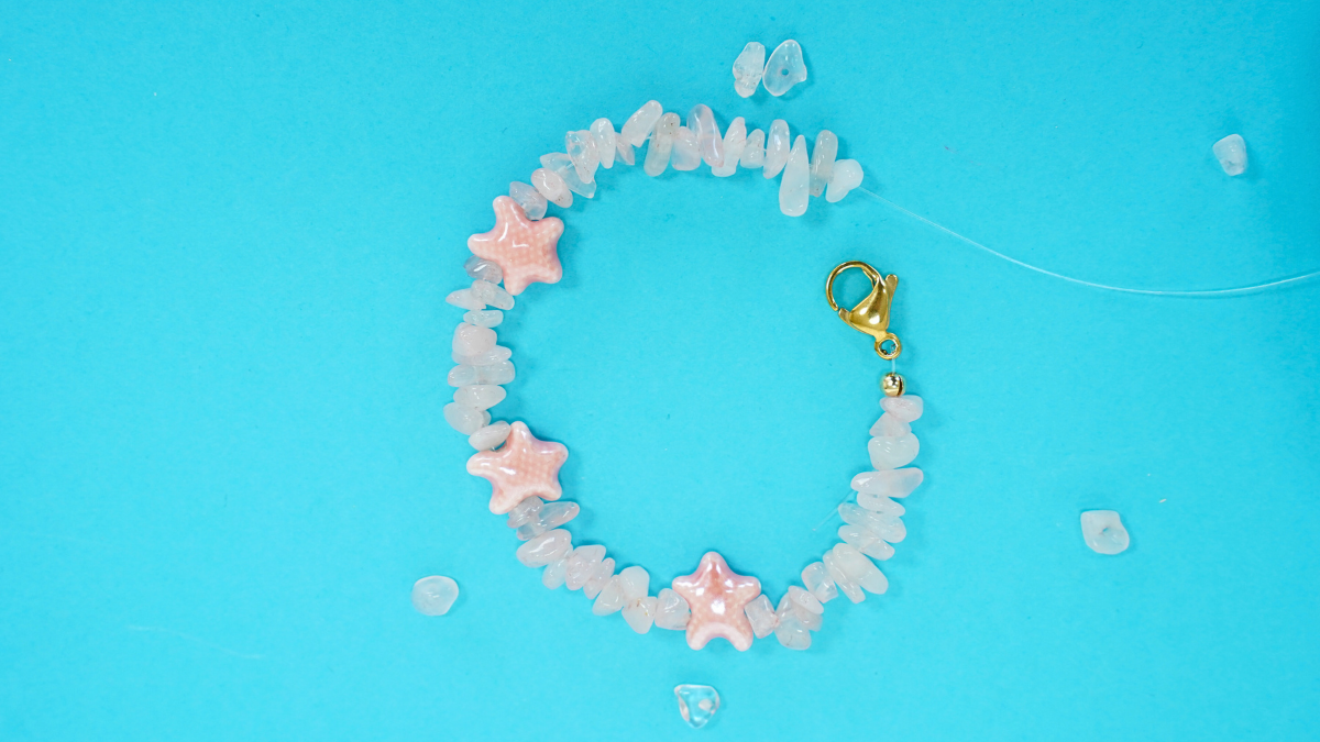 DIY Bracelet rose esprit marin avec des perles en quartz rose : Etape 4