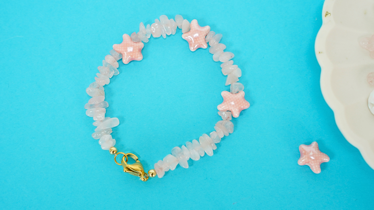 DIY Bracelet rose esprit marin avec des perles en quartz rose : Etape 5