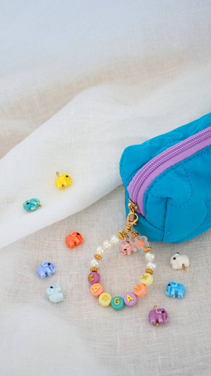 Porte-clé personnalisé prénom avec des perles lettres