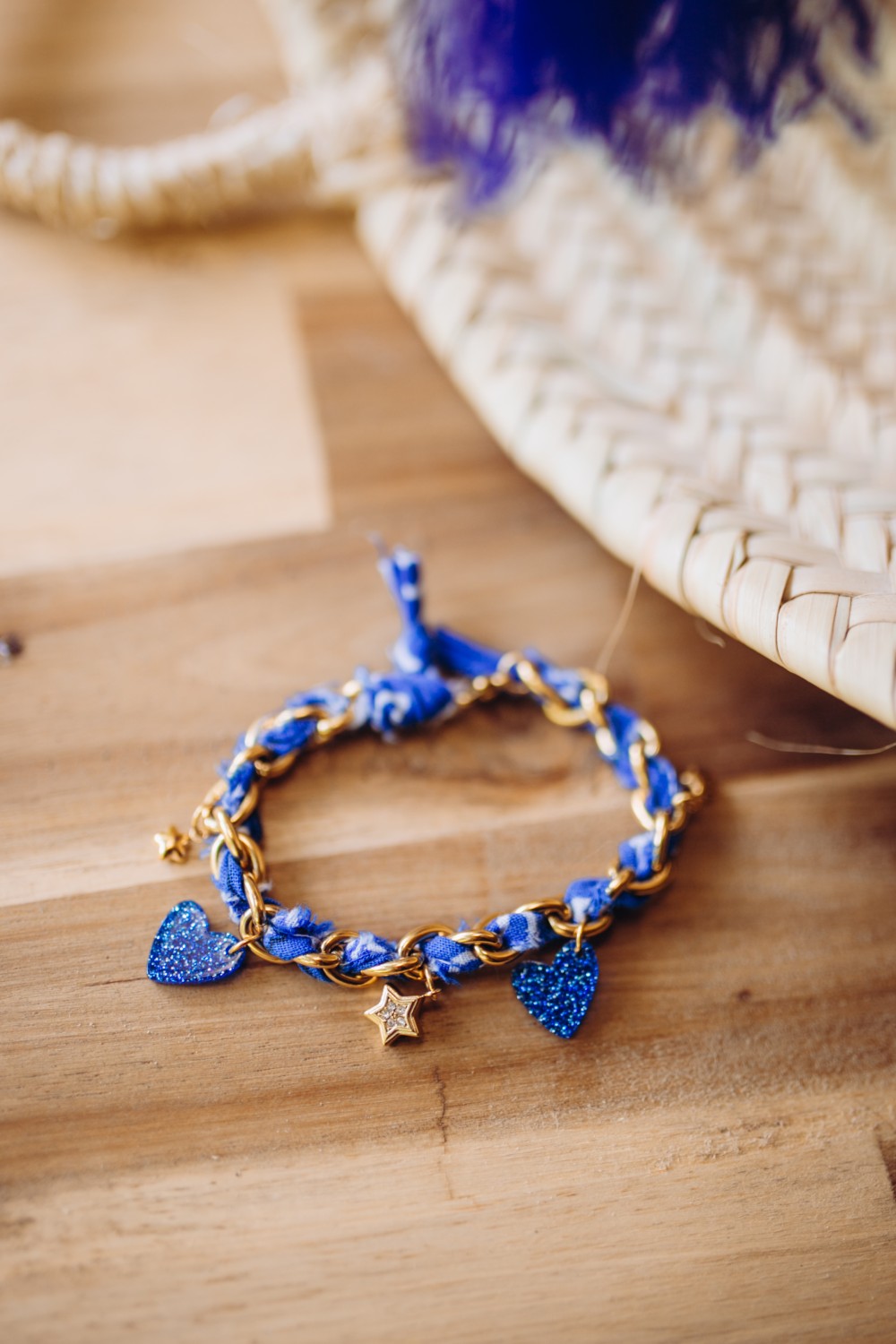 Schéma Bracelet chaîne et bandana bleu