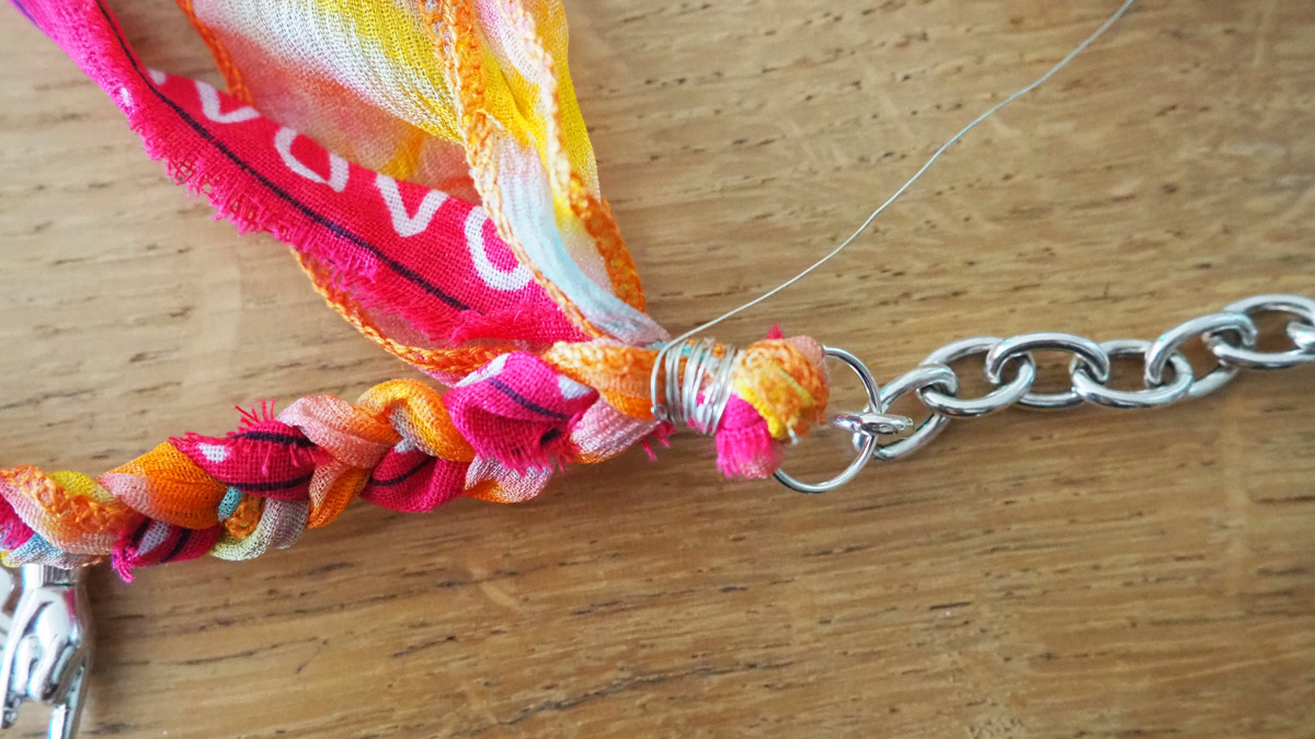 Collier tressé avec palmier en Améthyste et breloque argent 925 : Etape 6