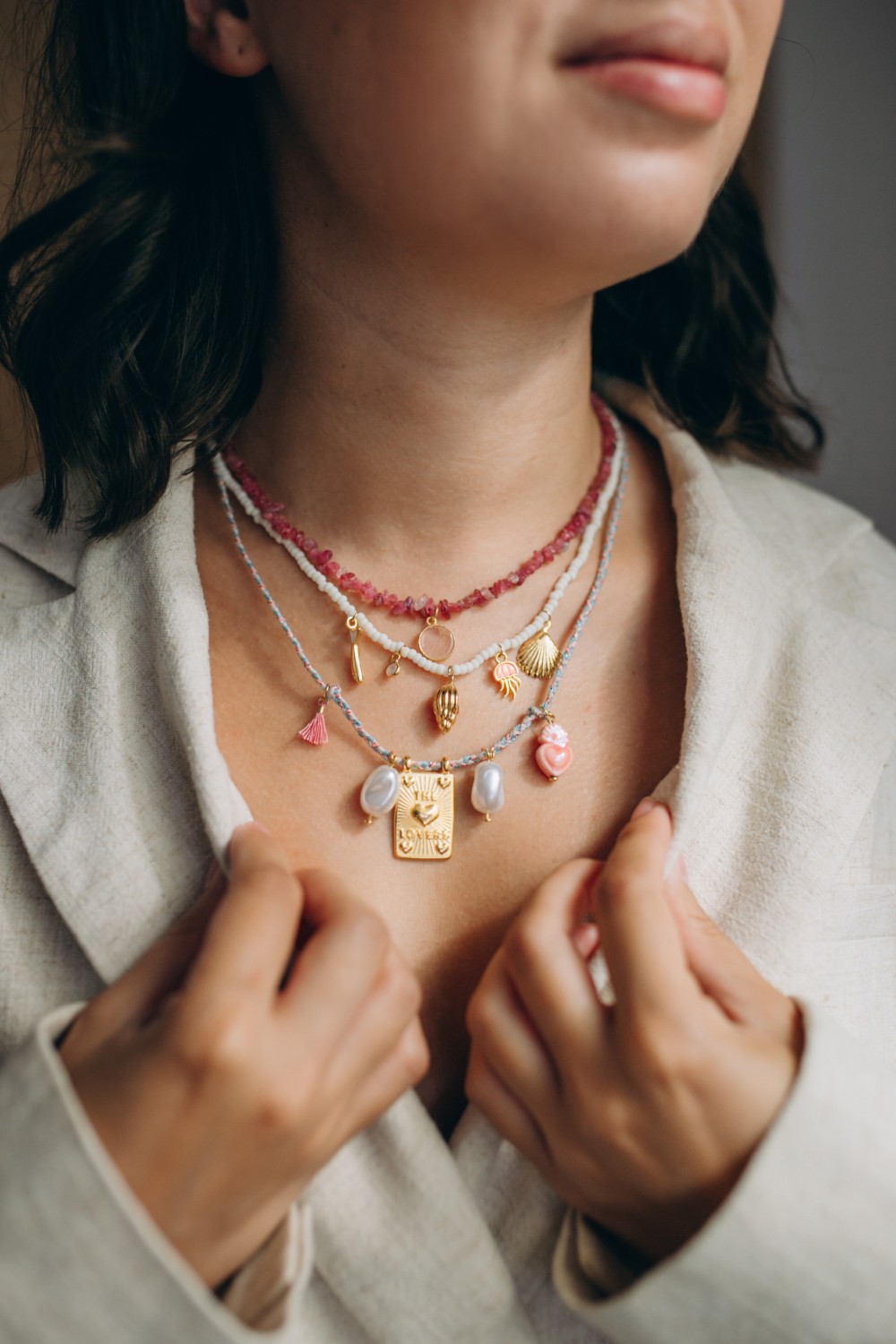 DIY stacking de colliers avec pierres gemmes, perles Miyuki et cordon