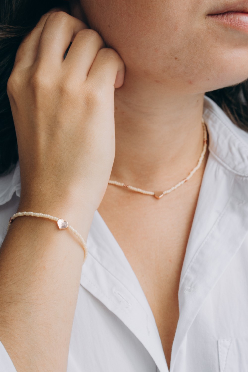 Schéma Parure de collier et bracelet rose en perles Miyuki