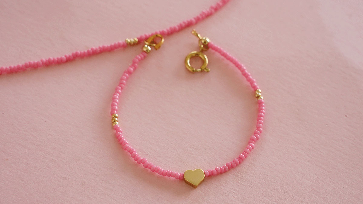 Parure de collier et bracelet rose en perles Miyuki : Etape 6
