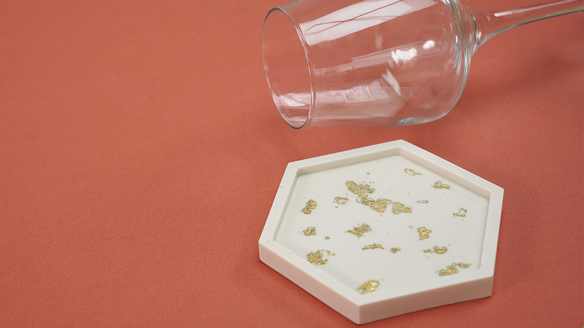 Schéma Tutoriel dessous de verre en Jesmonite avec inclusion de feuilles d'or