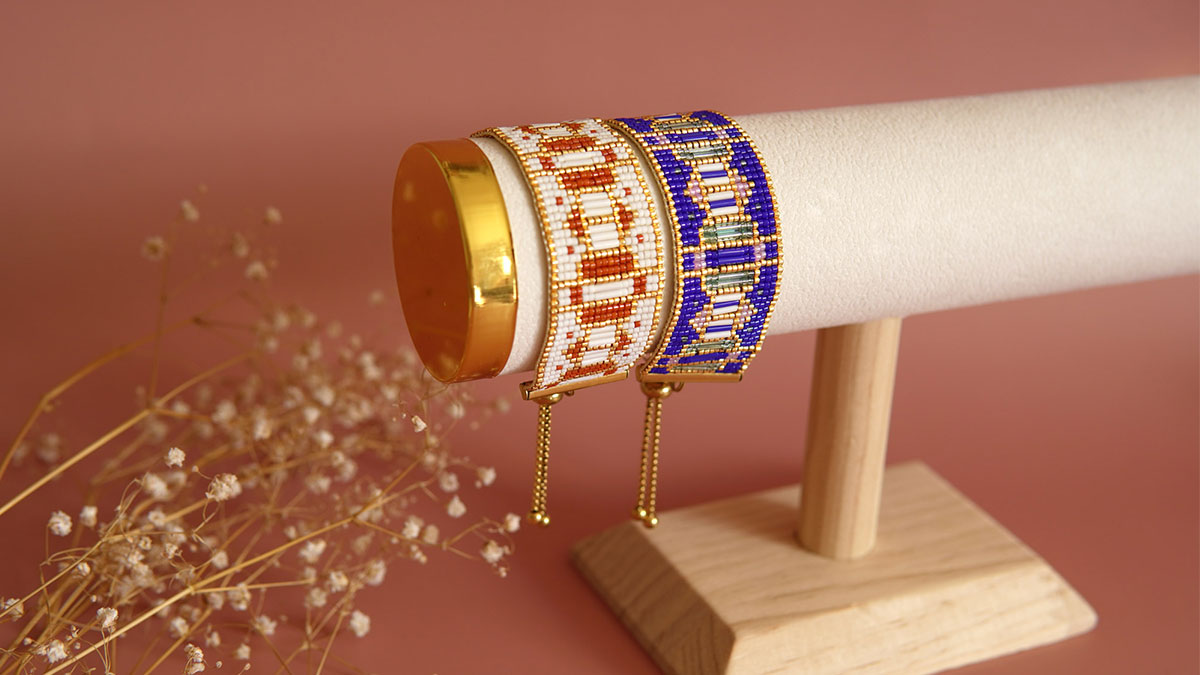Bracelet Miyuki au métier à tisser en Bugles et Delica
