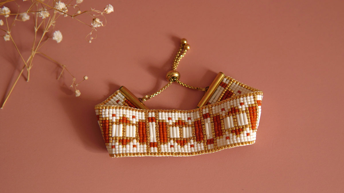 Schéma Bracelet Miyuki au métier à tisser en Bugles et Delica