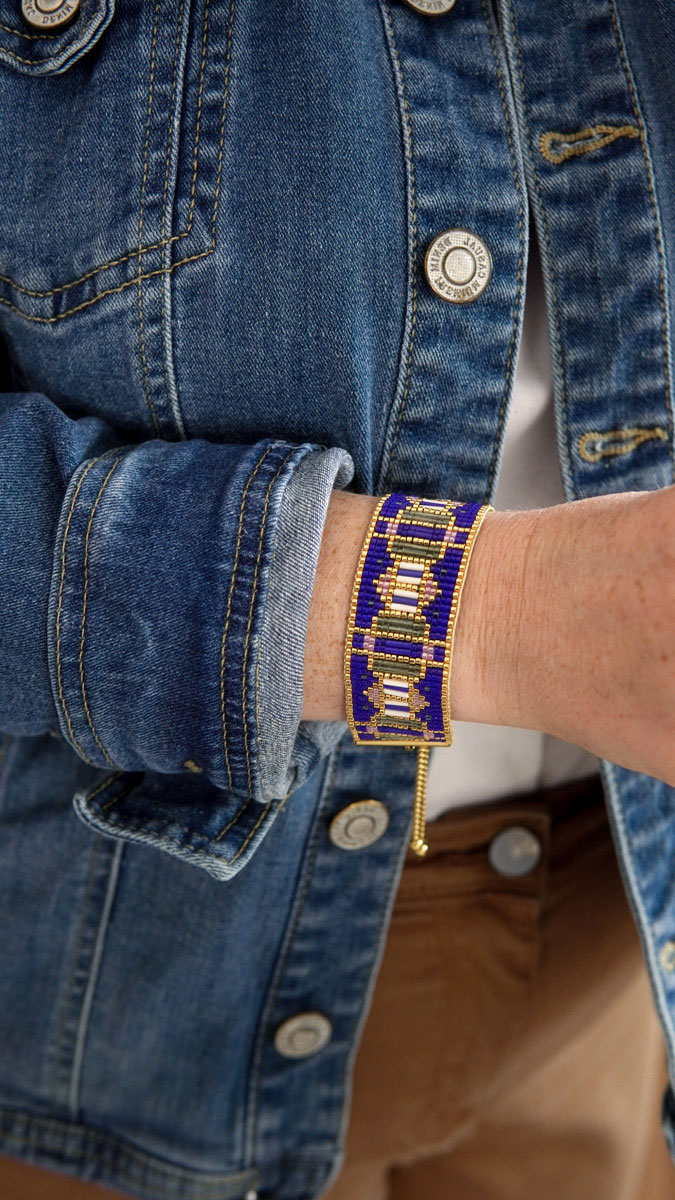 Bracelet Miyuki au métier à tisser en Bugles et Delica