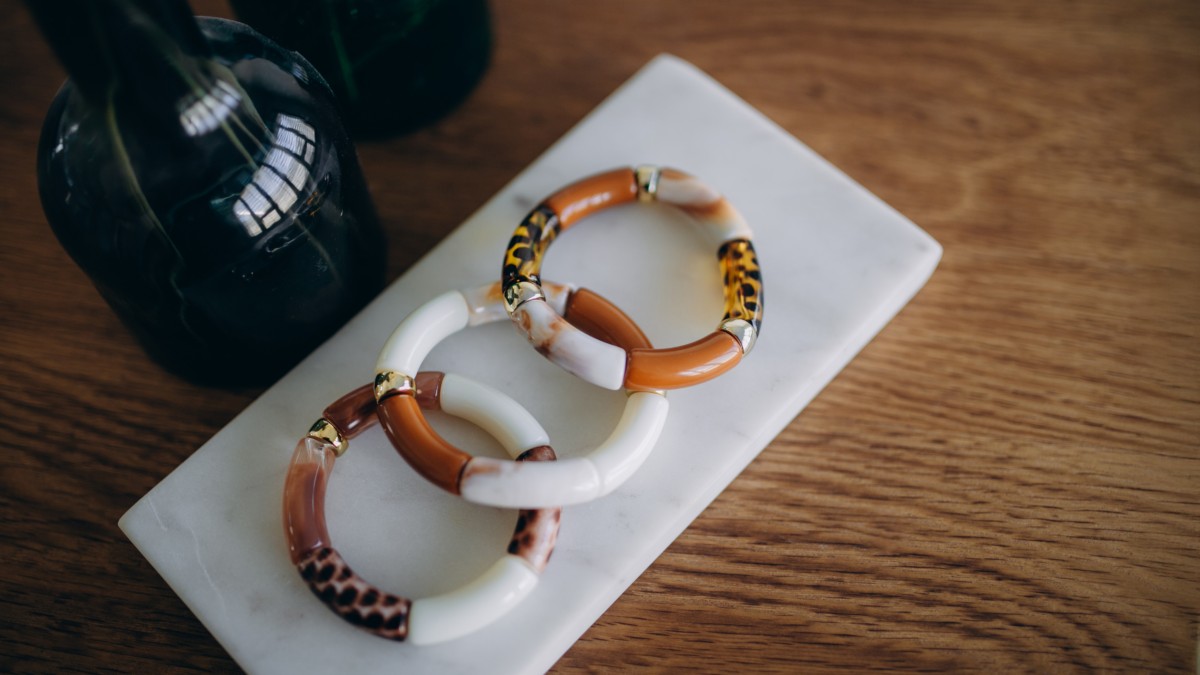 Bracelets élastiques avec perles tubes automne