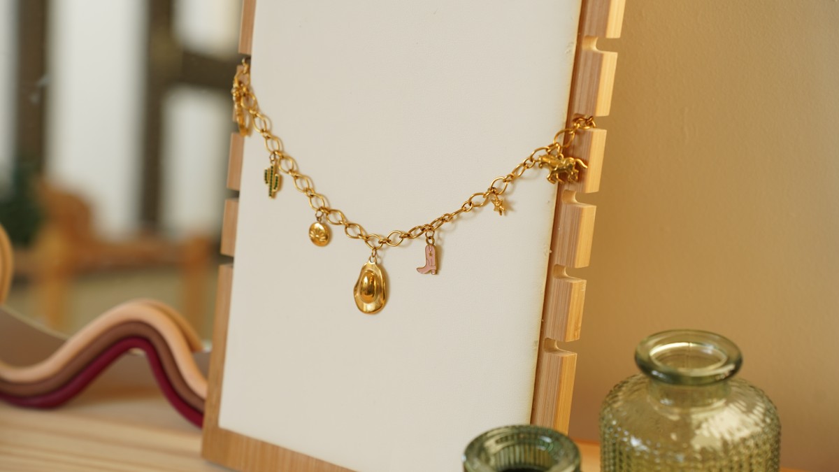 Mes bijoux DIY - Kit bijoux Collier charms Western en Acier Inoxydable Doré