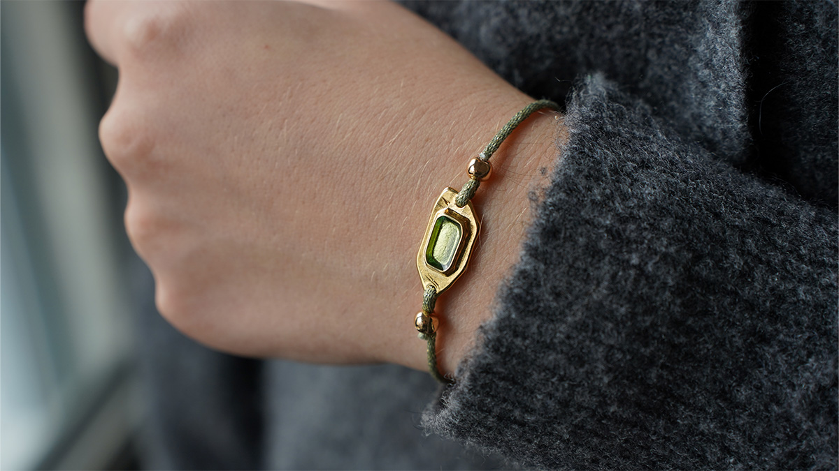 Schéma Bracelet cordon et intercalaire vert