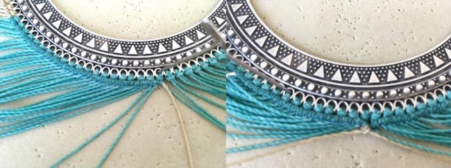 Collier micro macramé avec intercalaire torque et cabochon poire PureCrystal : Etape 5