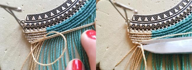 Collier micro macramé avec intercalaire torque et cabochon poire PureCrystal : Etape 8