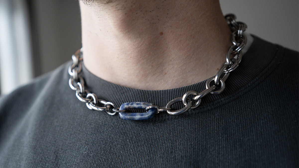 Schéma Bracelet et Collier grosse maille avec pierres naturelles