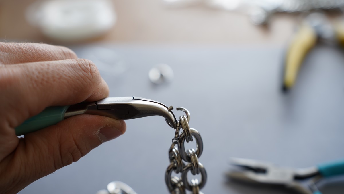 Bracelet et Collier grosse maille avec pierres naturelles : Etape 9