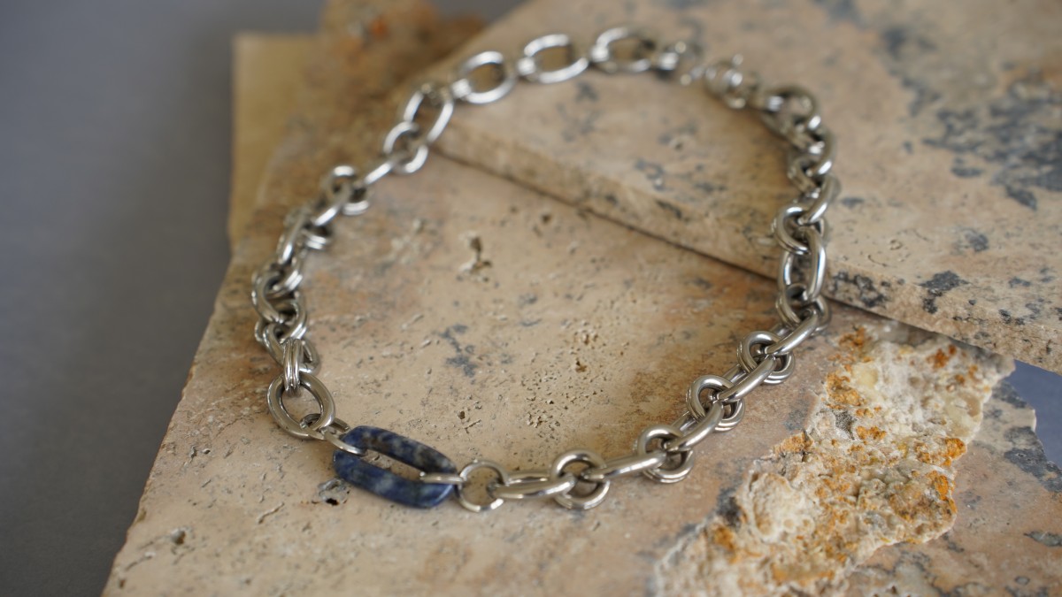 Bracelet et Collier grosse maille avec pierres naturelles : Etape 10