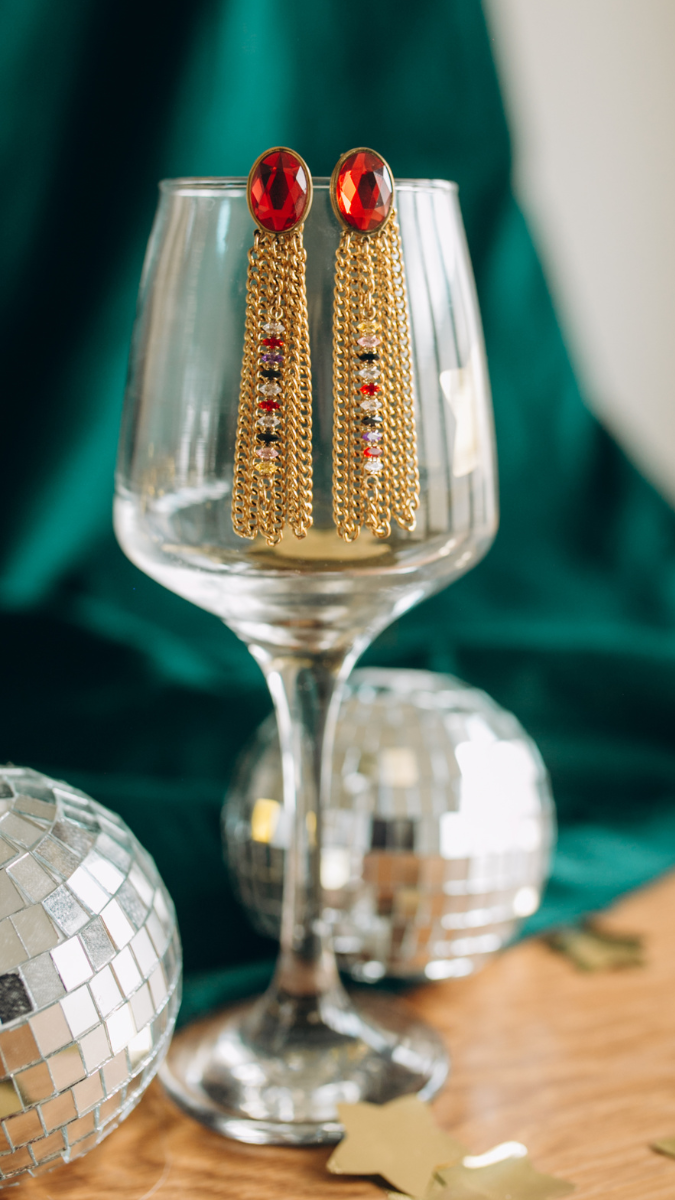 Schéma Boucles d'oreilles cristaux PureCrystal et chaînes