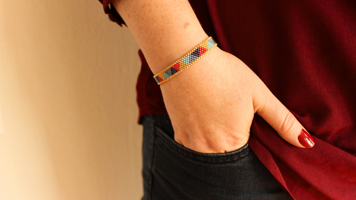 Bracelet triangle avec perles Miyuki 11/0 en peyote pair