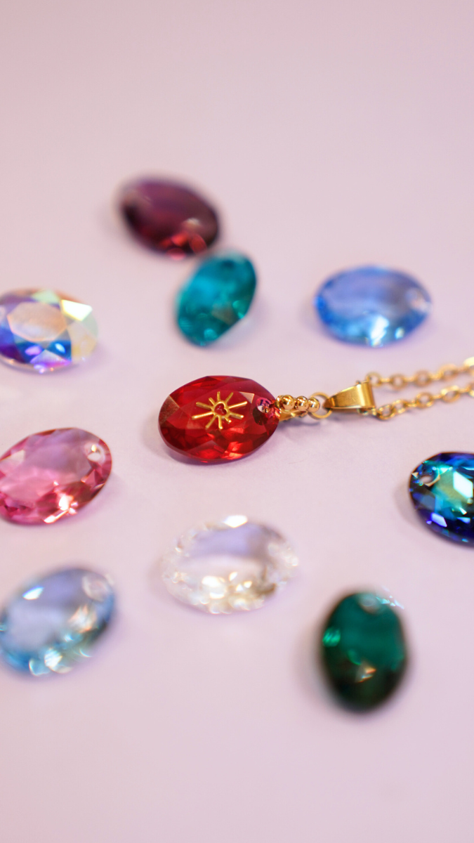 Collier pendentif PureCrystal et chaîne en acier inox