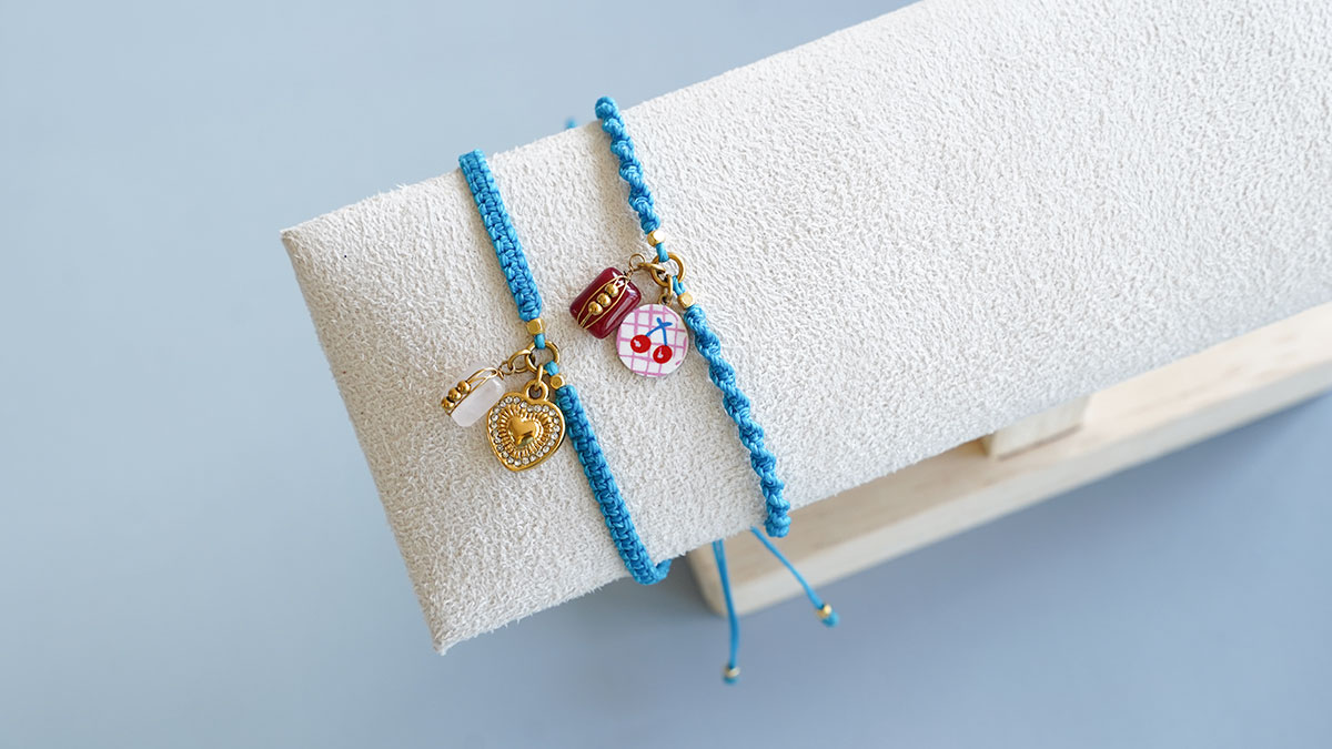 Schéma Bracelet micro macramé noeud plat et noeud spirale