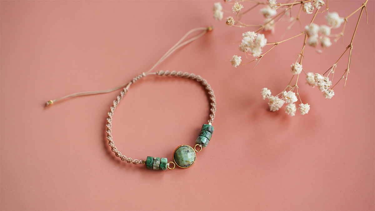 Schéma Bracelet micro macramé et turquoise africaine