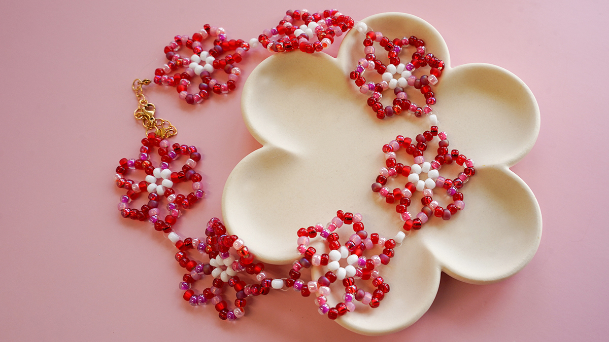 Schéma Collier fleurs en perles rocailles Miyuki 6/0