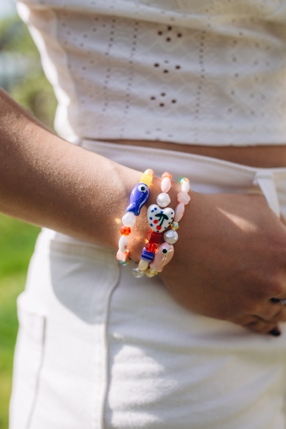 Schéma DIY : Trio de bracelets colorés en perles céramiques, Millefiori et Preciosa