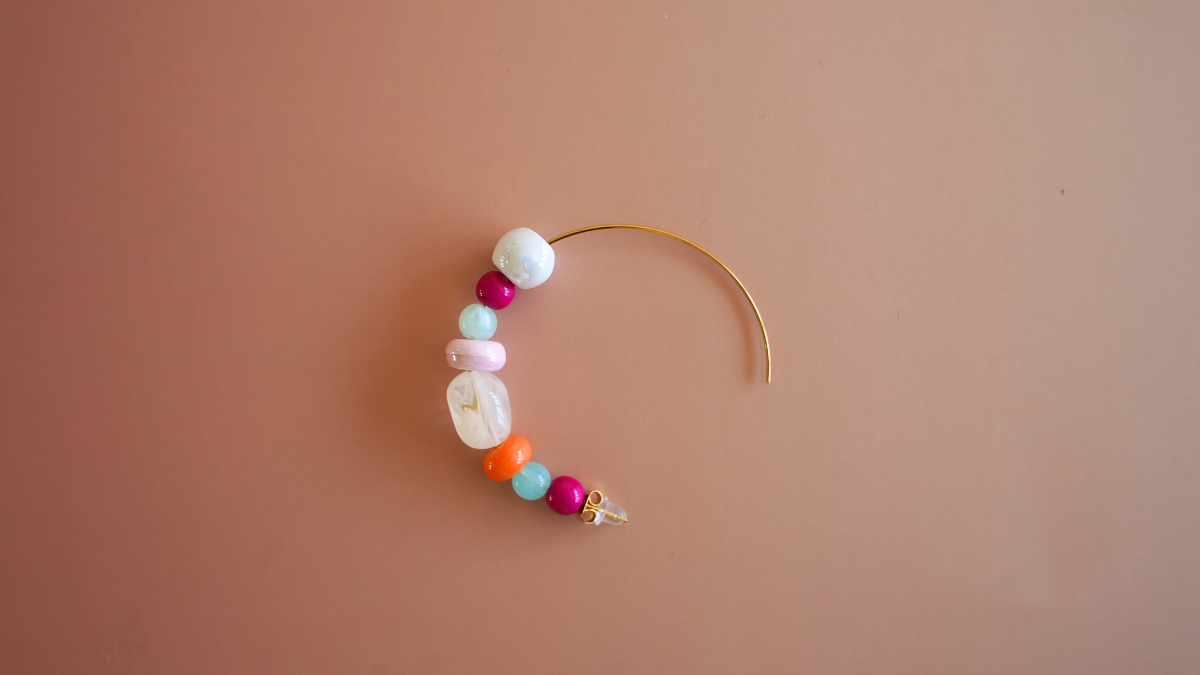 Boucles d'oreilles avec mix de perles colorées : Etape 5