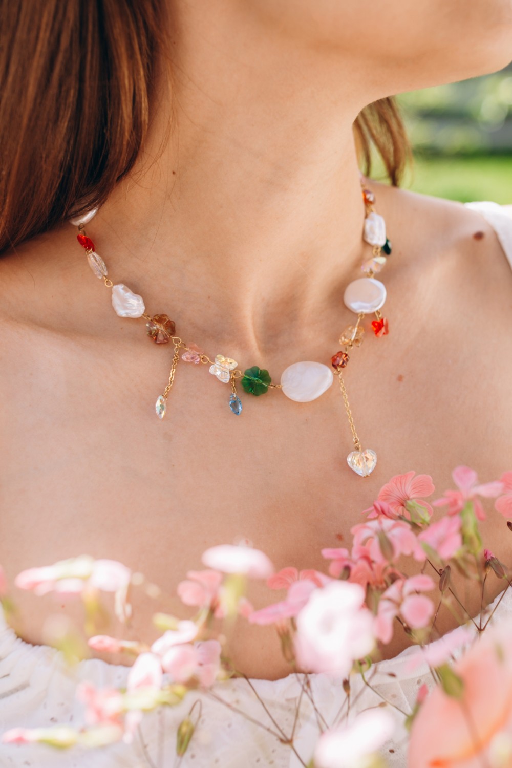 Collier cristaux PureCrystal et perles nacrées