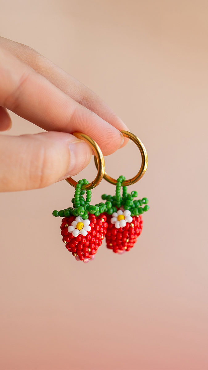 Schéma Tissage fraises 3D en peyote circulaire