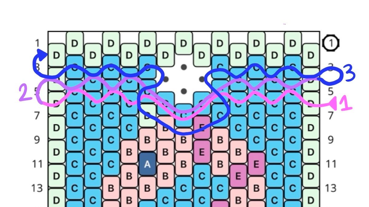 Porte-clé carré en peyote impair motif hippocampe : Etape 4