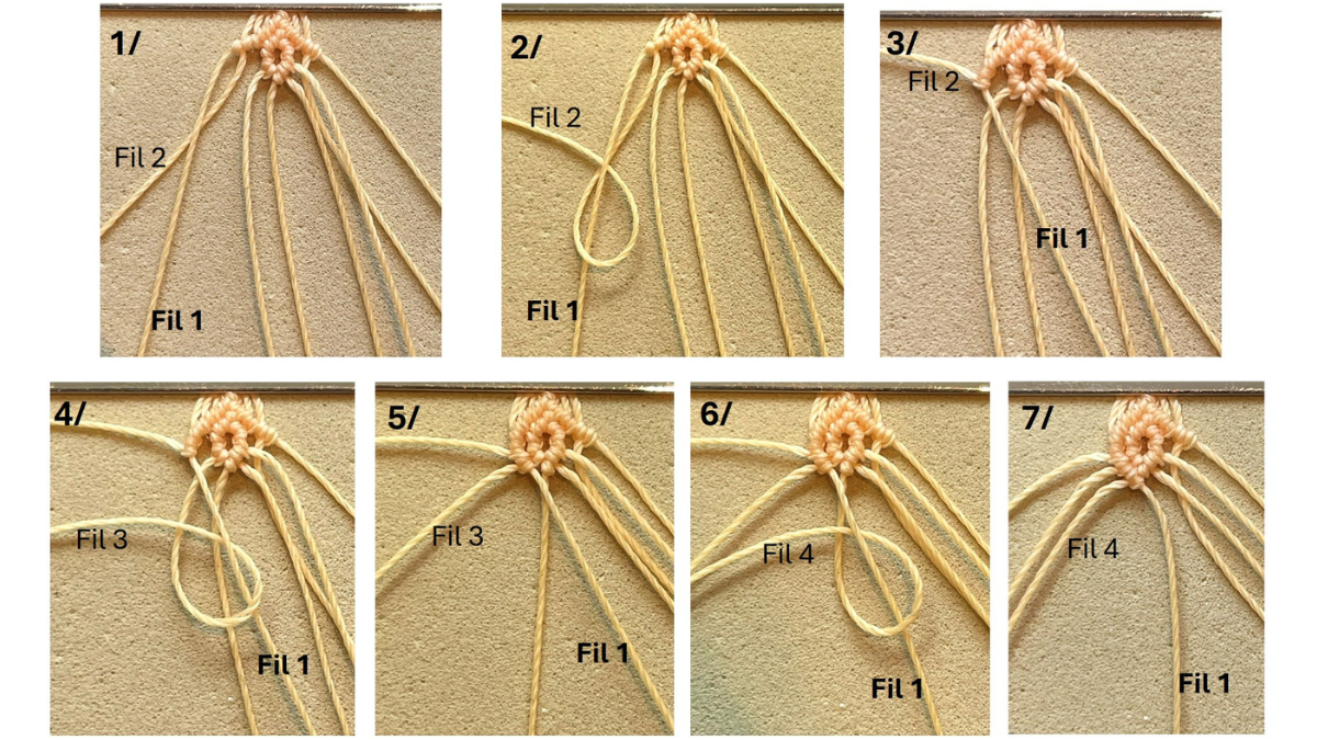 Bracelet en micro-macramé et breloques : Etape 9